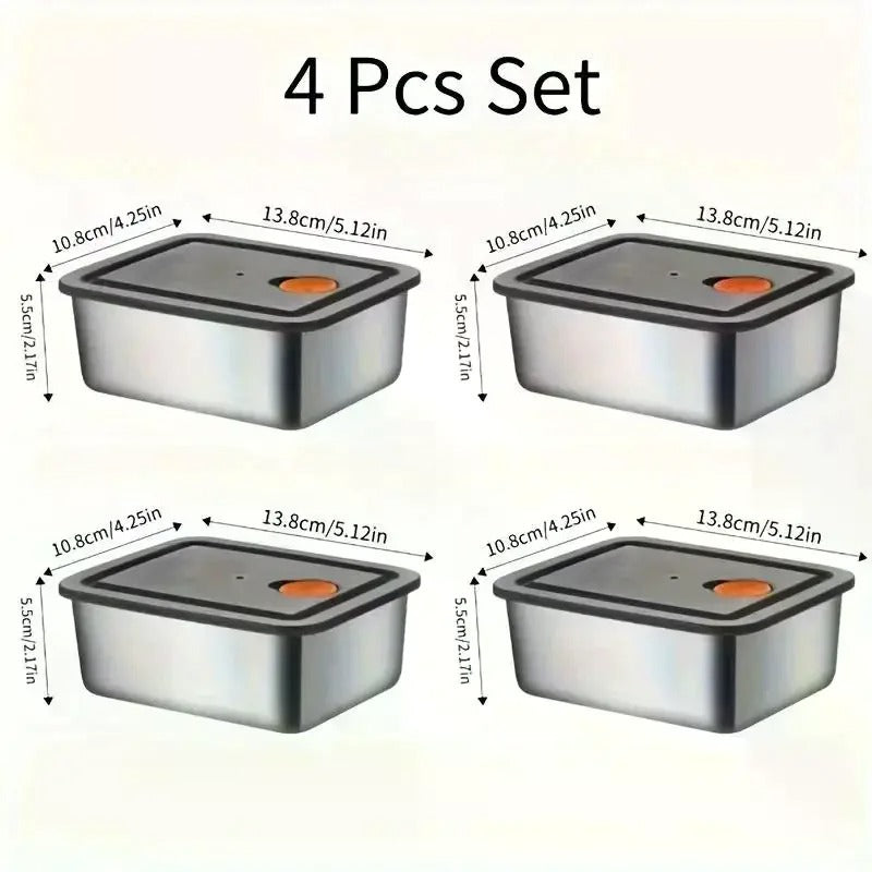 Airtight Stainless Steel Food Container Set – 4-Piece Premium Kit
