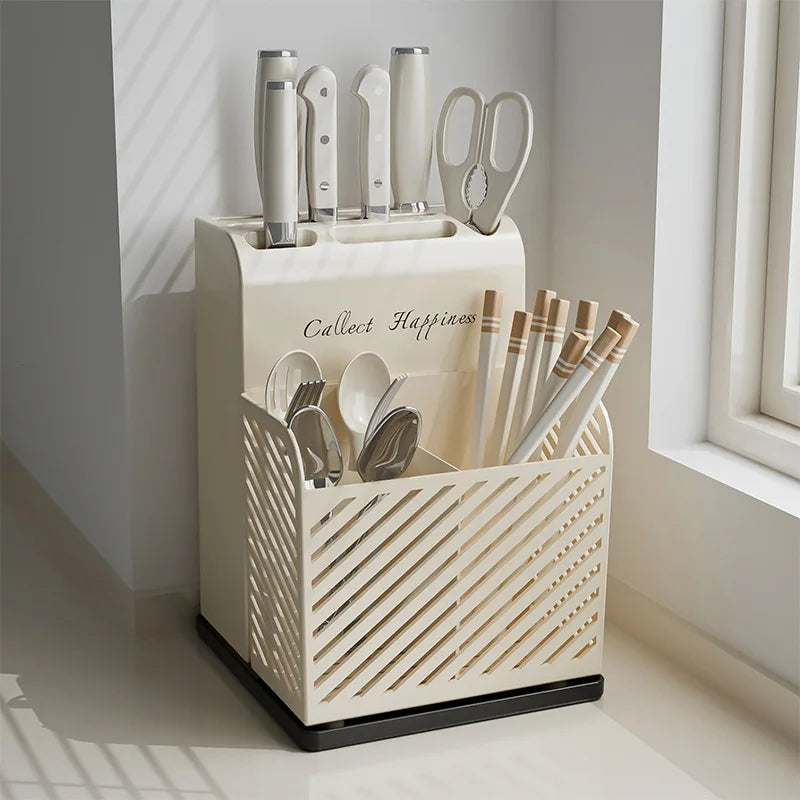 2-in-1 Nordic Knife Block & Cutlery Organizer
