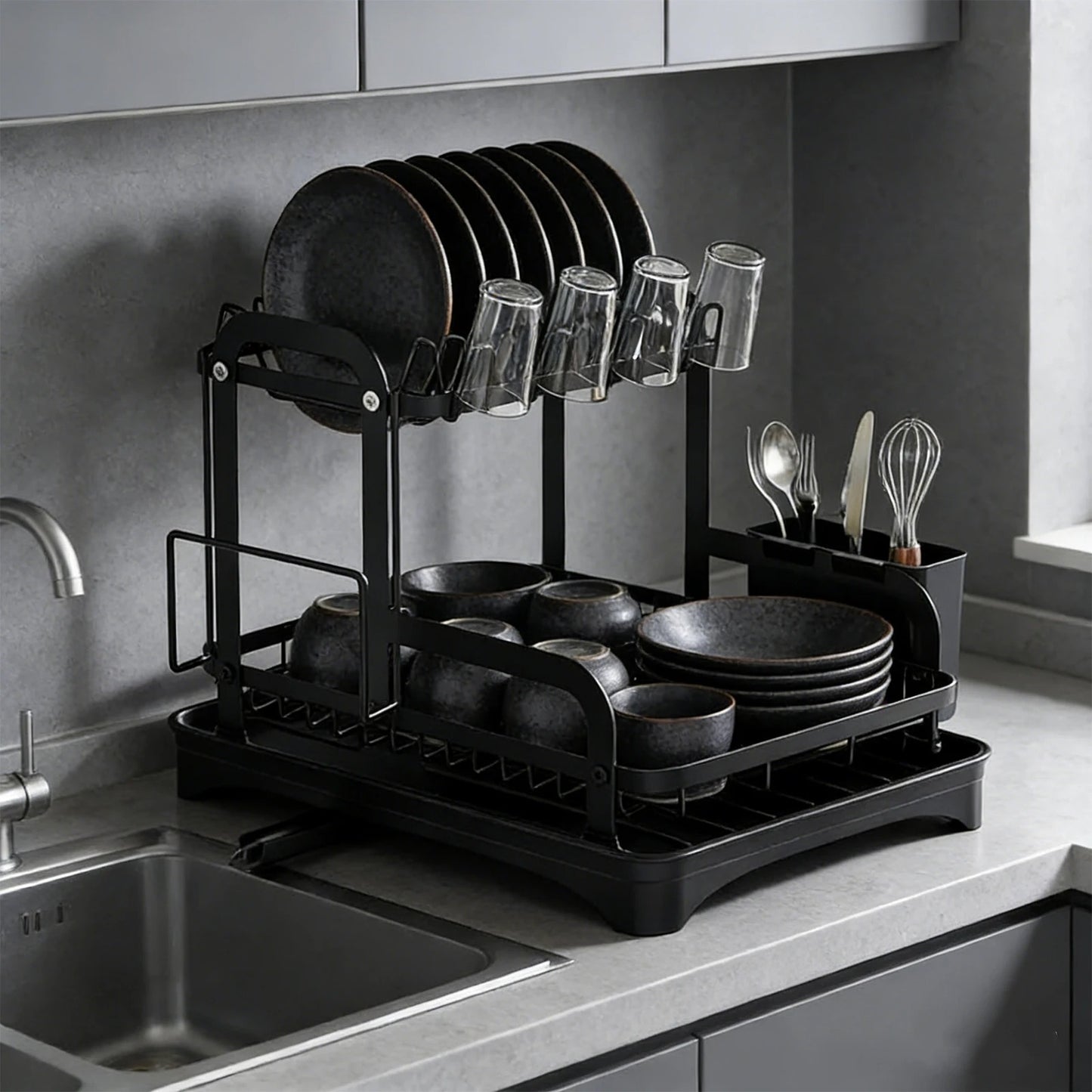Premium Heavy-Duty Countertop Kitchen Dish Storage Rack