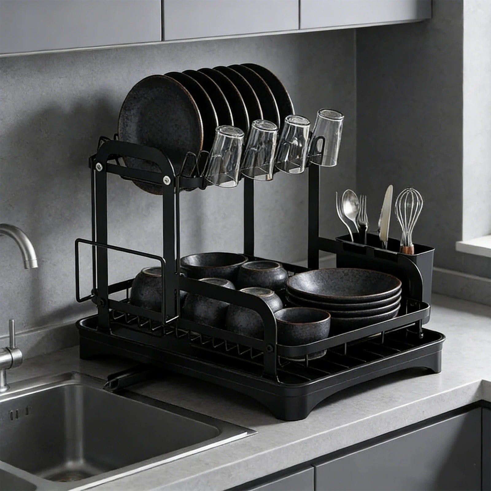 Premium Heavy-Duty Countertop Kitchen Dish Storage Rack