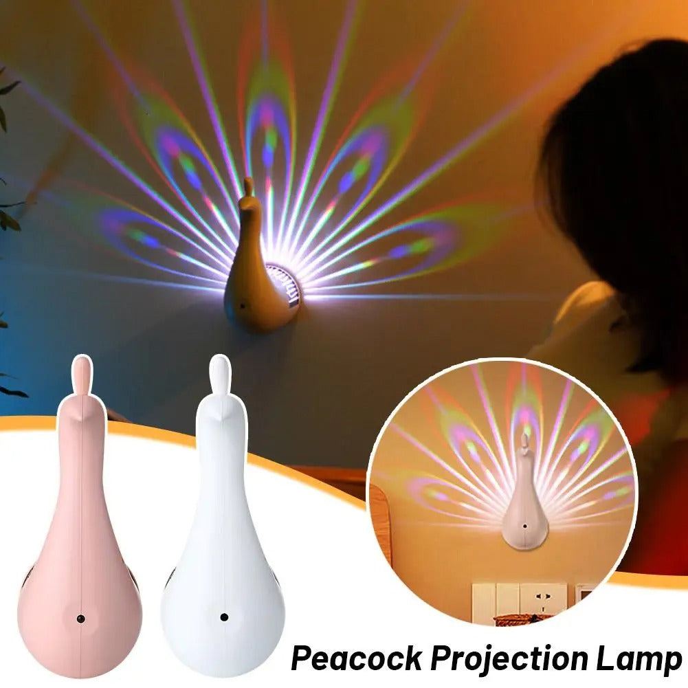 Peacock Projection Lamp - Rechargeable RGB Night Light