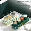 Luxury 2-Tier Spice Jar Set with Radiant Golden Metal Stand