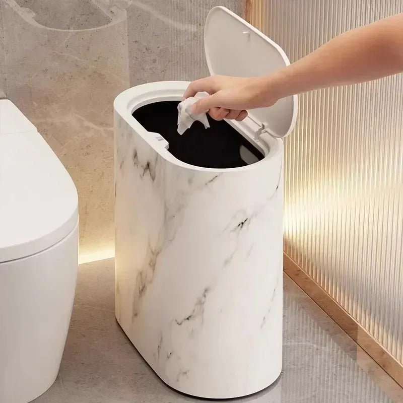 Modern Slim Premium Plastic Dustbin with Press-Top Lid (Random Design)