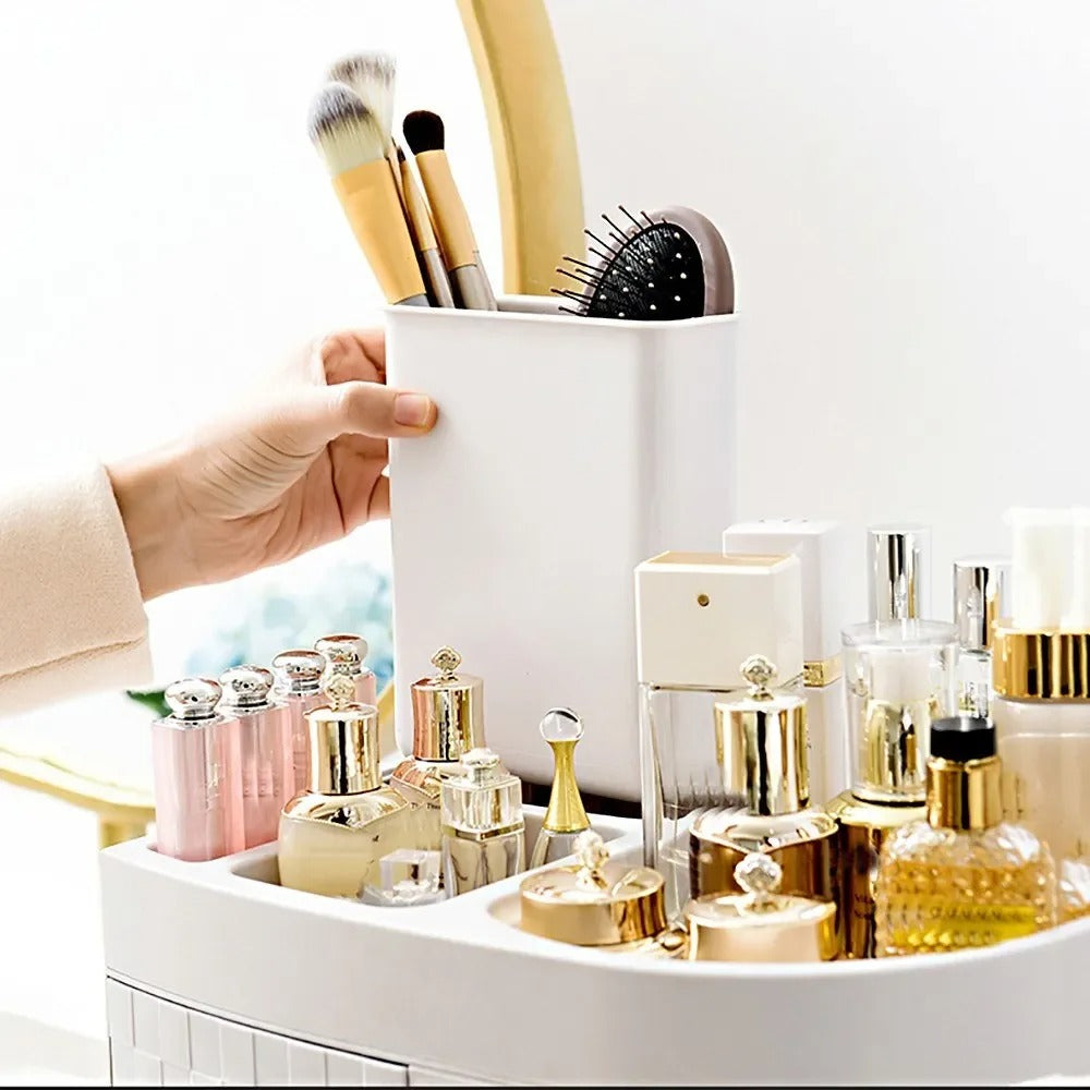4-Tier Ivory White Multifunctional Makeup & Skincare Organizer