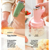 4-in-1 Portable Electric Egg Beater & Garlic Chopper – Cordless Rechargeable Handheld Food Processor and Whisk Set