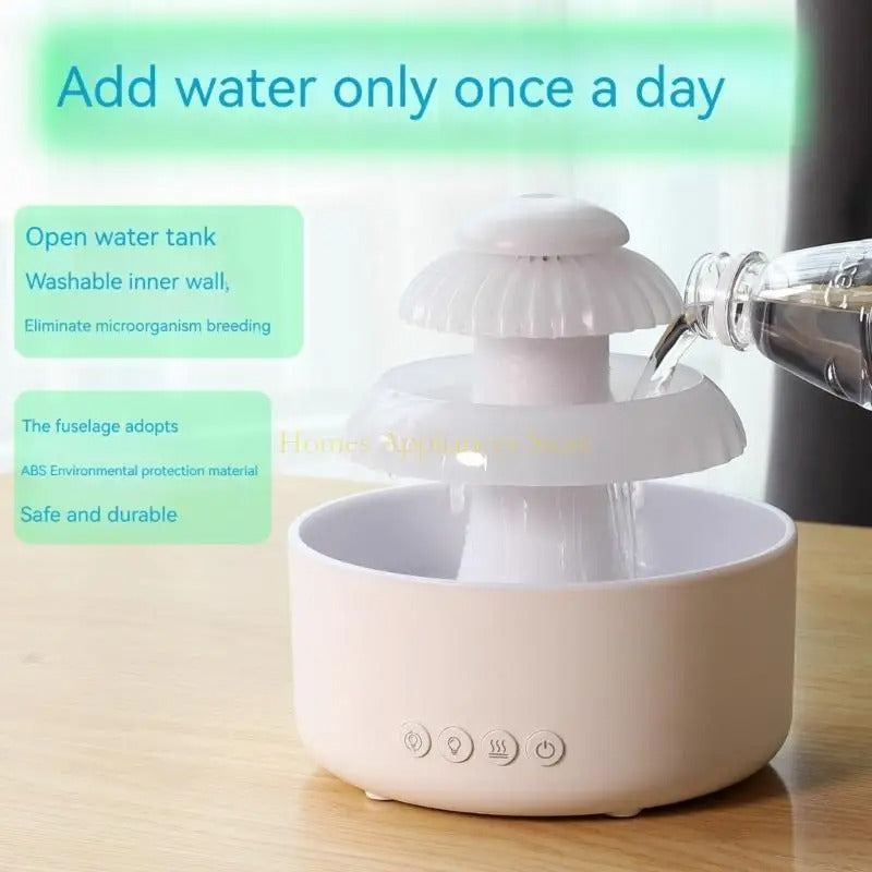Waterflow Fountain Humidifier – 600ml Smart Anti-Gravity Desktop Rainforest Diffuser