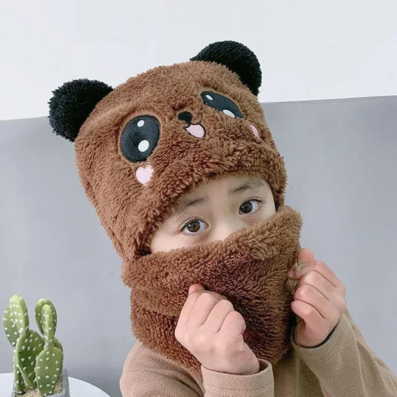 Winter Baby Ear Protection Hat & Integrated Scarf Set