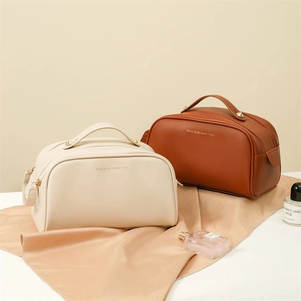 Luxury Cosmetic Leather Pouch – Travel Makeup Organizer (Random color)