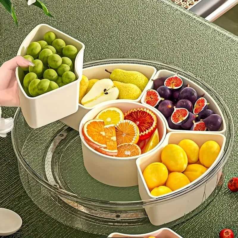360° Rotating Serving Tray with Lid & Handle