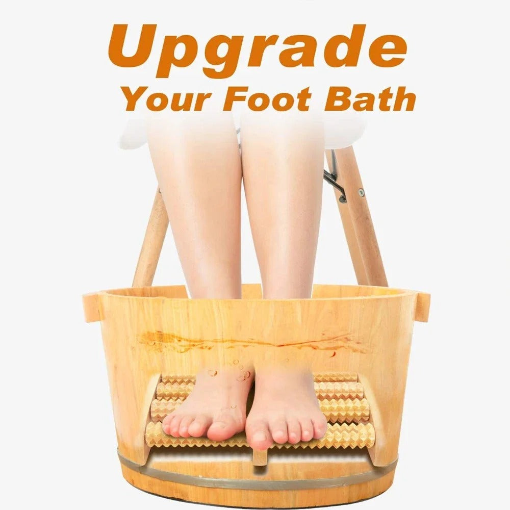 Traditional Wooden Roller Foot Massager: Acupressure Stress Relief