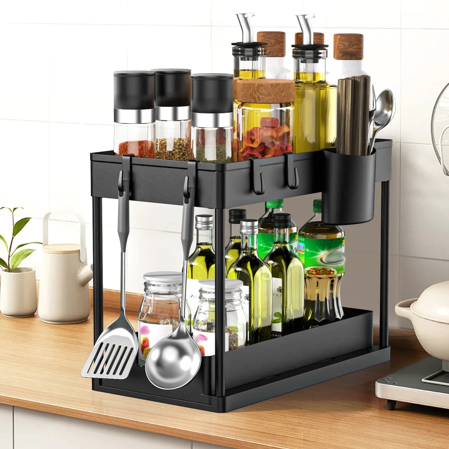 2-Layer Under Sink Multi-Purpose Moveable Storage Rack