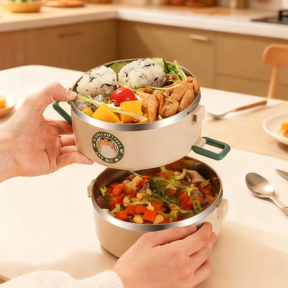 Cute Cat Multi-Layer Lunch Box – Insulated Stainless Steel Food Container