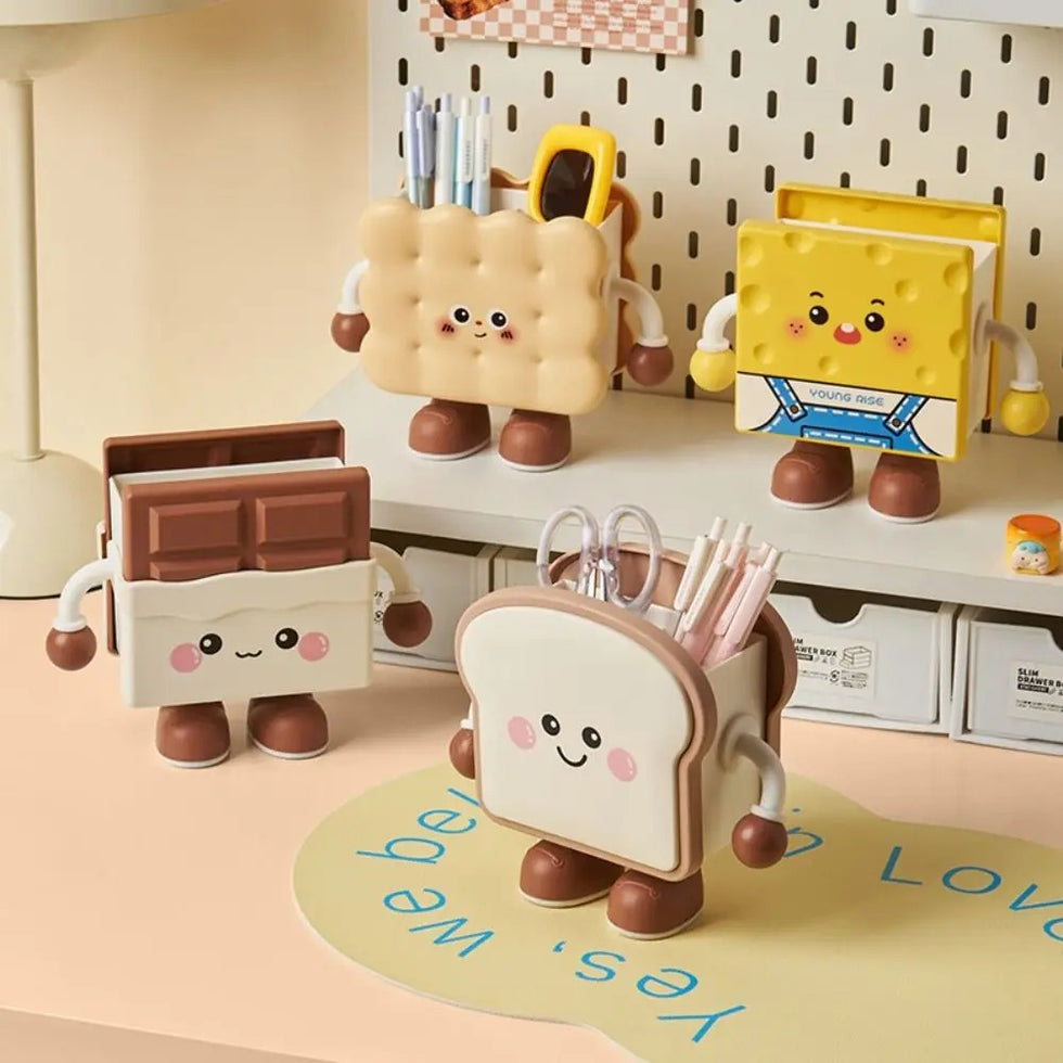 Cartoon Food Figure Pen Holder & Desk Organizer - Cute Desktop Stationery Stand