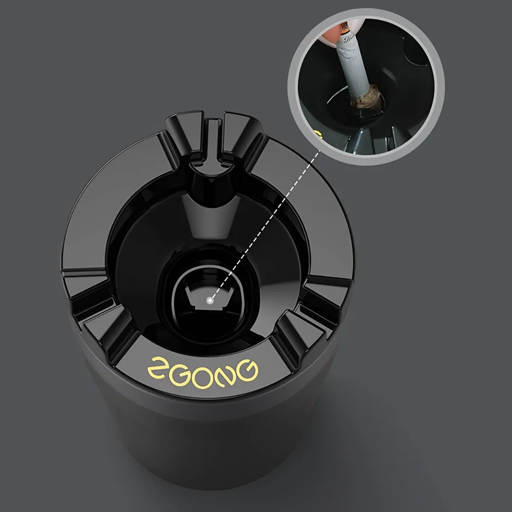 Portable Cup-Shaped Car Ashtray – Smart Hydro-Extinguishing Smokeless Organizer
