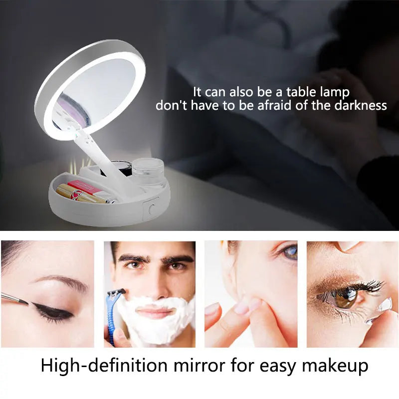 Premium Foldable Double-Sided LED Makeup Mirror