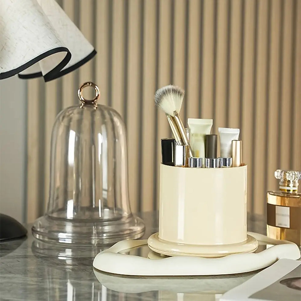 Gemini said Rotating Makeup Brush Organizer with Dust-Proof Lid