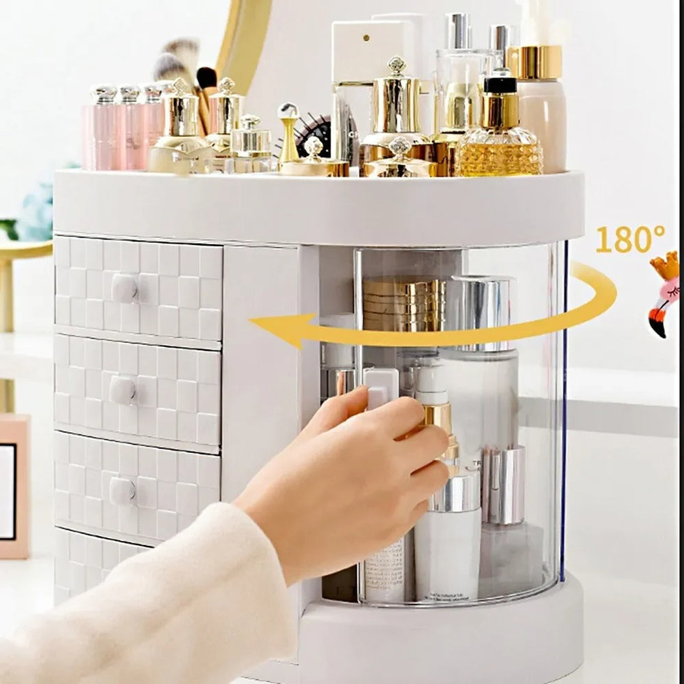 4-Tier Ivory White Multifunctional Makeup & Skincare Organizer