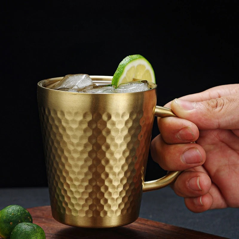 Hammered Stainless Steel Mug - Insulated Coffee Travel Cup IT