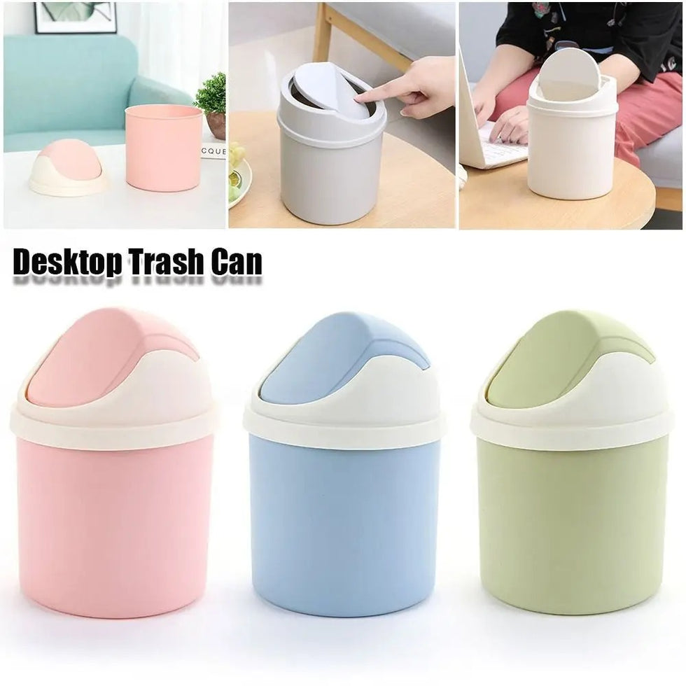 Desktop Trash Can - Push-Top Minimalist Waste Bin