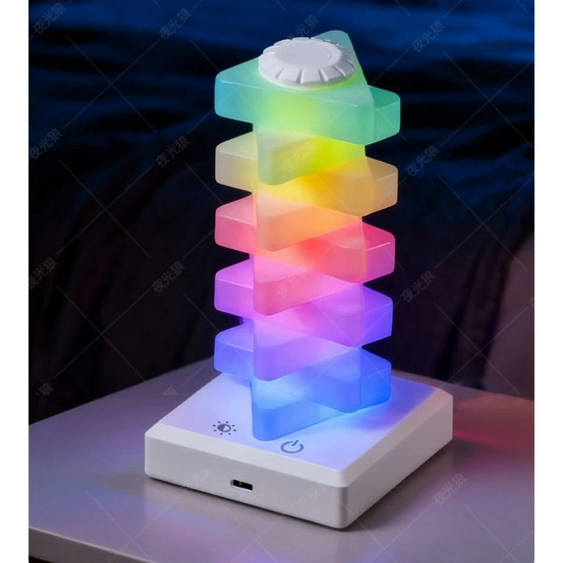 Triangle Cube Atmosphere Lamp – RGB Multi-Colour Rechargeable Desk Light
