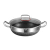 Premium Honeycomb Stainless Steel Non-Stick Cooking Pan - Professional Skillet with Tempered Glass Lid - Trenducts.pk