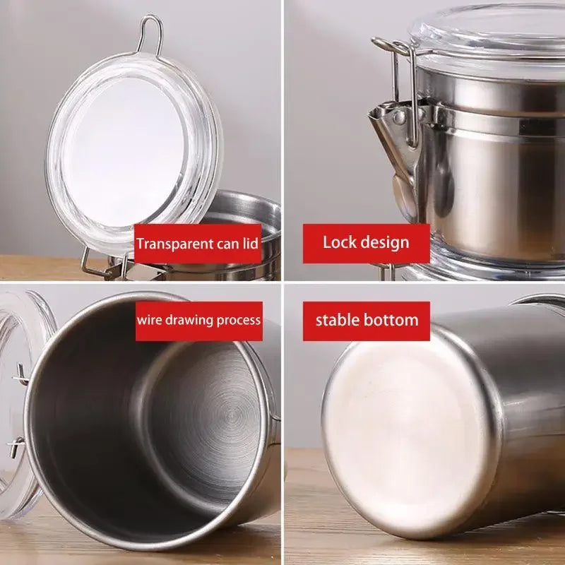 4-Piece Premium Stainless Steel Airtight Canister Set