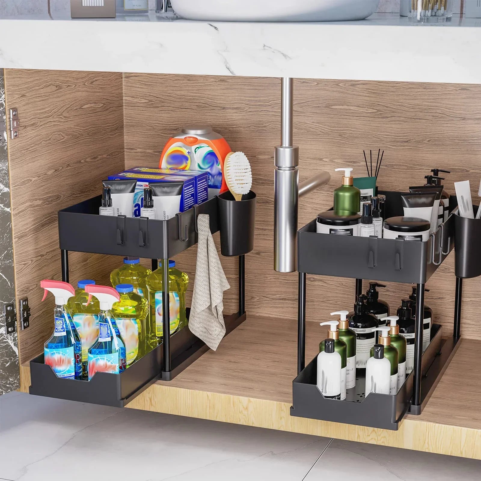 2-Layer Under Sink Multi-Purpose Moveable Storage Rack