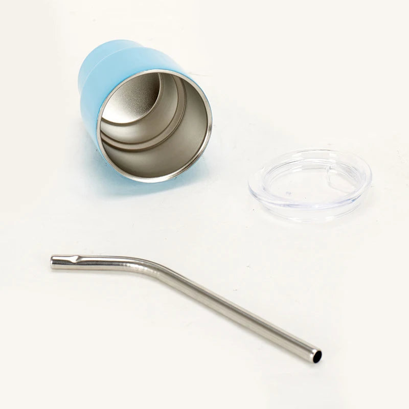 Premium Mini Stainless Steel Insulated Tumbler with Metal Straw (Random Color)