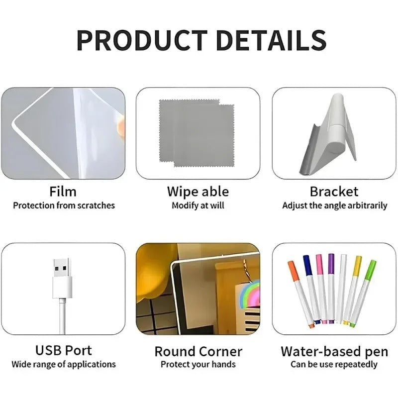 Kids LED Glow Pad – 30 x 20 Neon Drawing Tablet with Stand AJF