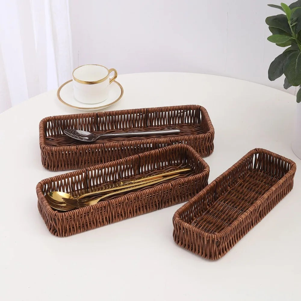 Artisan Rectangle – Luxury Faux Rattan Organizer