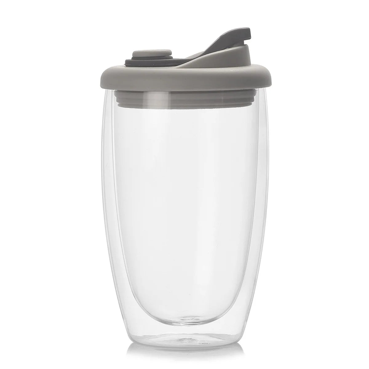 Insulated Double-Wall Borosilicate Glass Mug with Lid