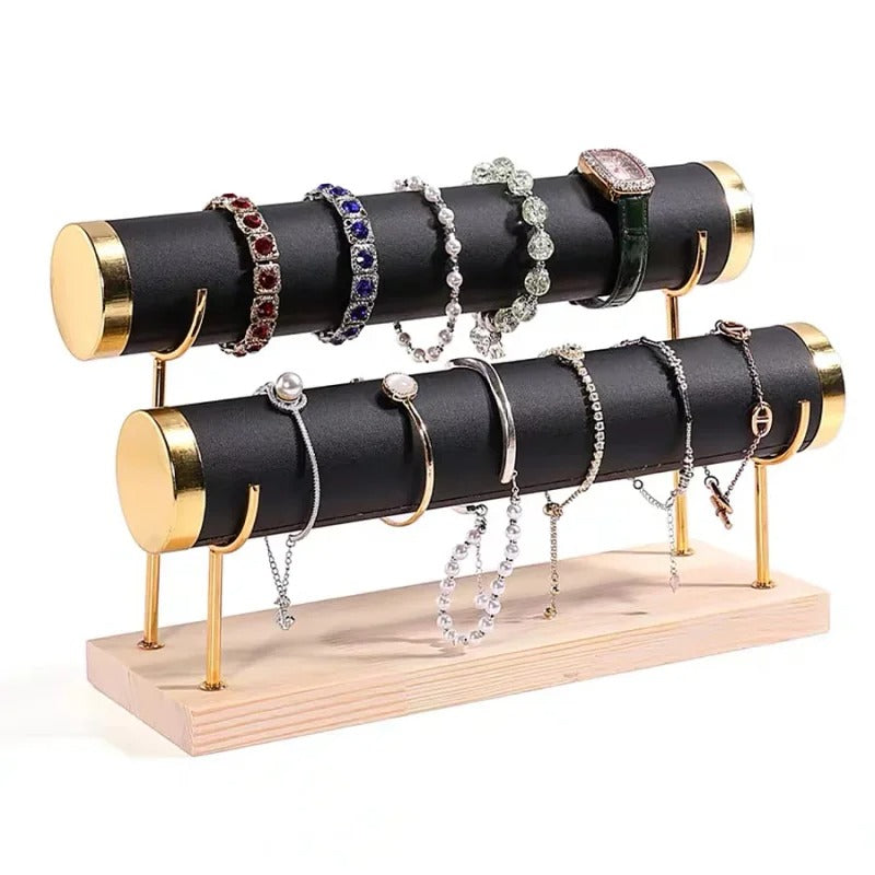 Premium Velvet Jewelry & Watch Display Stand – Tiered Bracelet Organizer (Random Color)