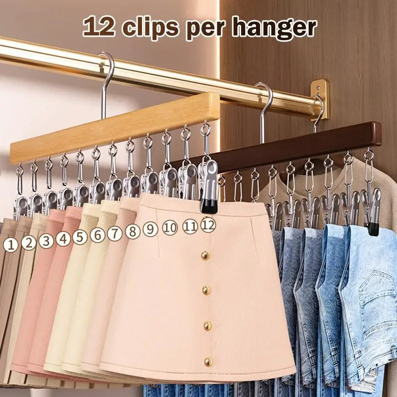 EcoHang Premium 12-Clip Heavy-Duty Wooden Laundry Hanger