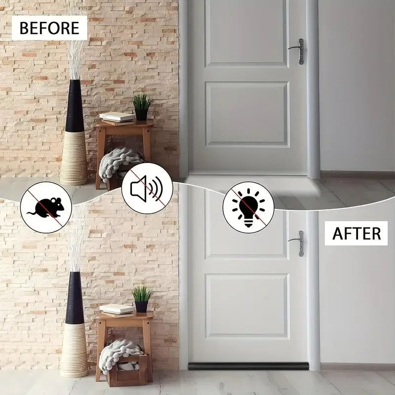 Premium Leatherette Door Draft Stopper - Double-Sided Foam Seal