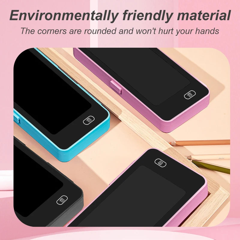 2-in-1 Kids Pencil Box with Multicolor LCD Writing Tablet