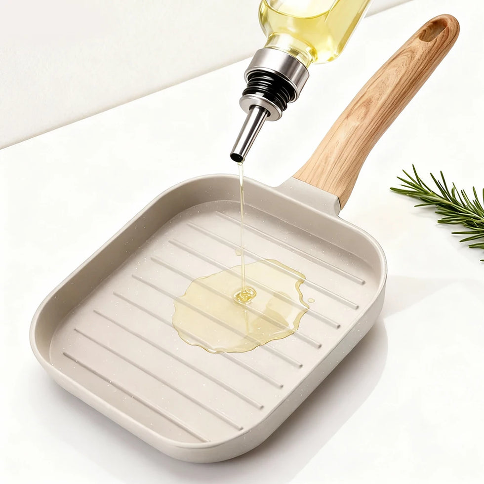 Non-Stick Square Grill Pan – Die-Cast Aluminum Stovetop Griddle with Deep Ridge Lines