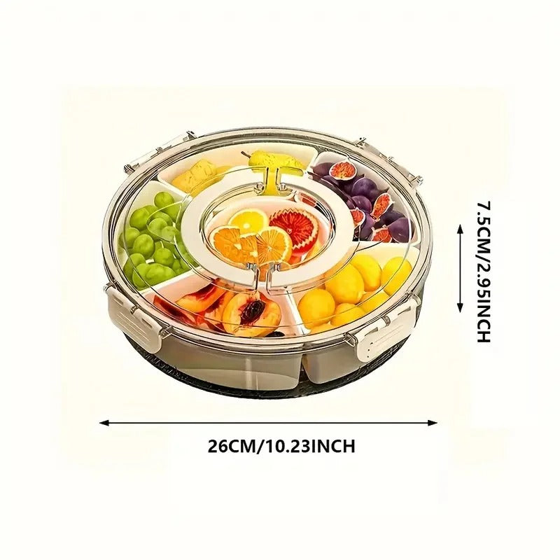 360° Rotating Serving Tray with Lid & Handle