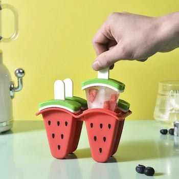 4-Piece Watermelon Popsicle & Ice Cream Maker Mold Set