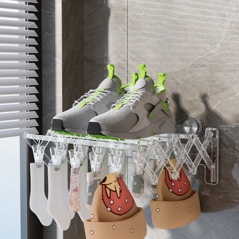 FlexiGrip Sock Rack - Retractable Suction Drying Hanger