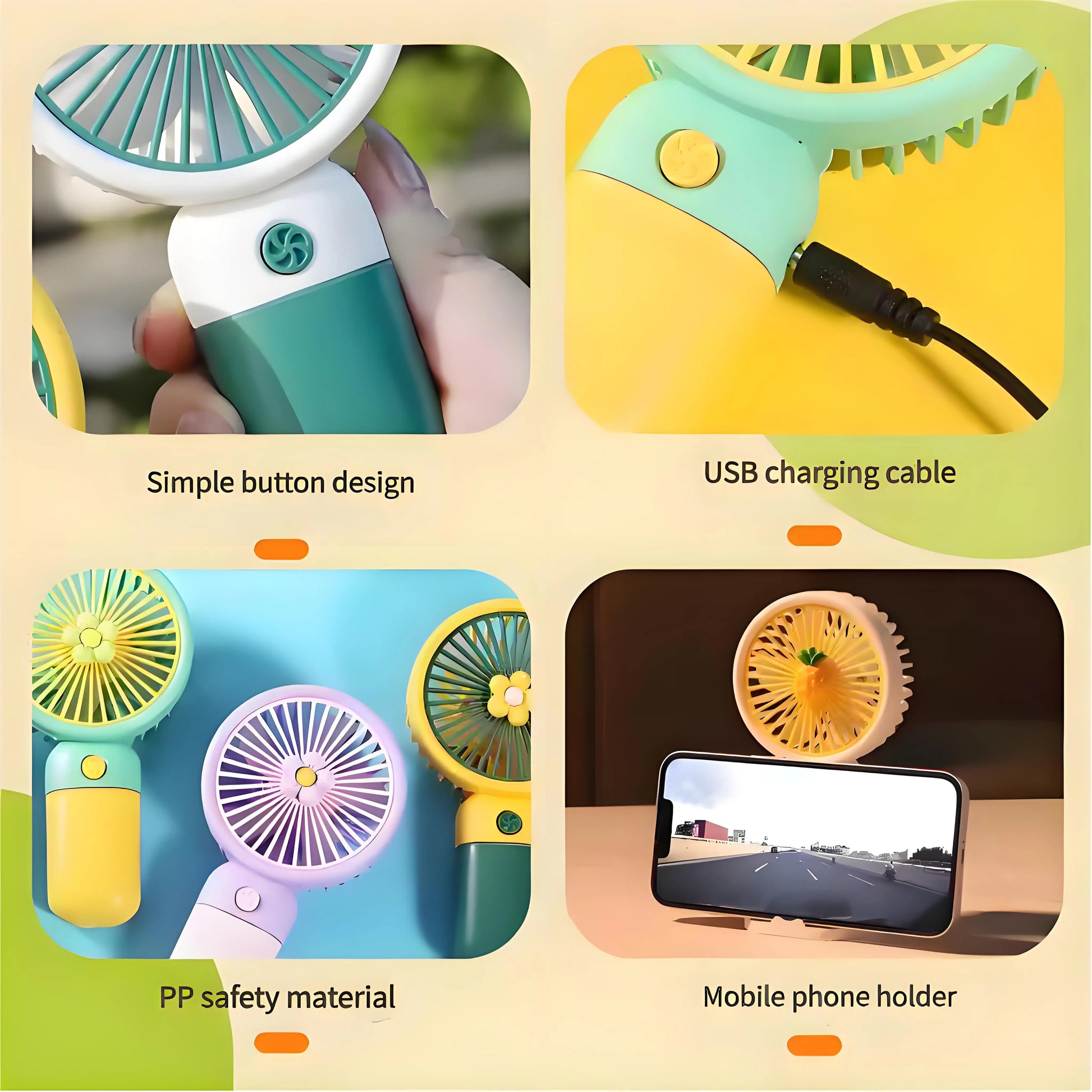 Mini Rechargeable Handheld Fan – Portable USB Personal Fan with Desktop Stand (Random Color)