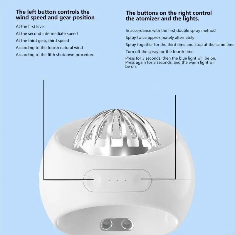 Egg-Shaped Rechargeable Desktop Mist Fan & Humidifier