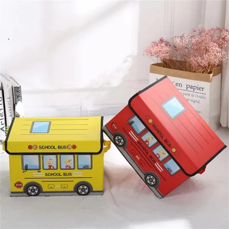 Foldable School Bus Toy Storage Box & Sitting Stool (each)