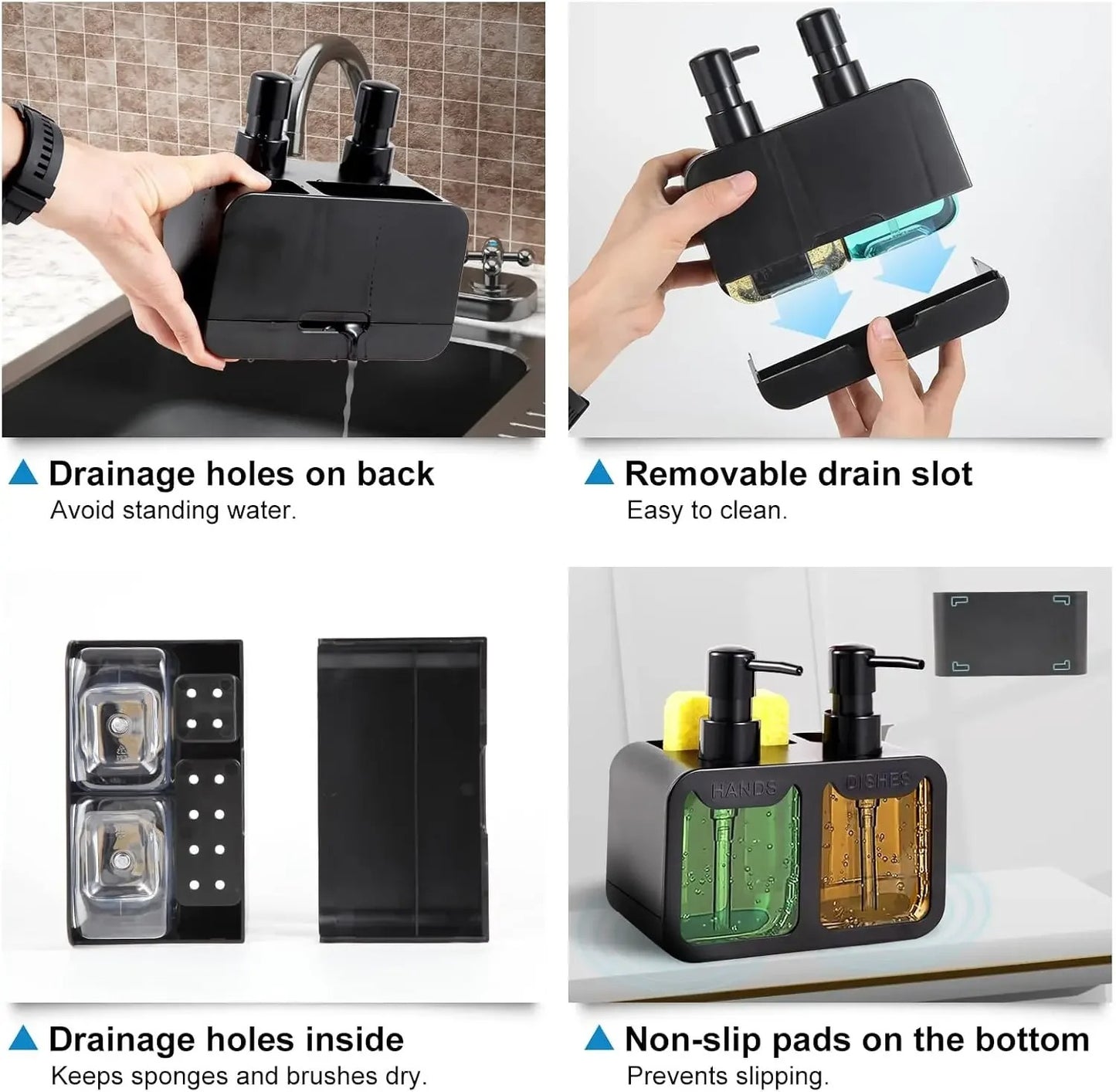 4-in-1 Multi-Functional Kitchen Sink Organizer & Dual Dispenser