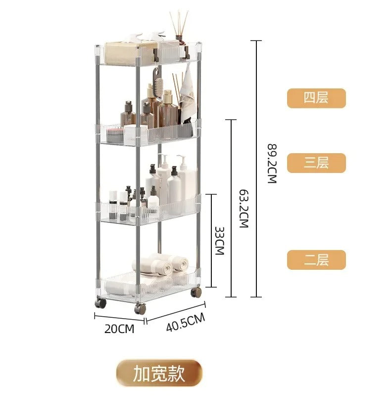Luxury Acrylic 4-Tier Trolley – Multi-Purpose Storage Organizer with Wheels KT