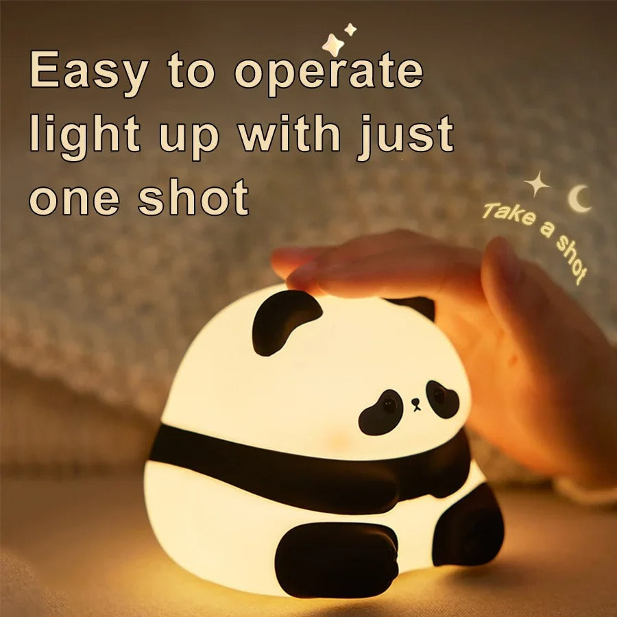 Cute Silicone Sitting Panda Lamp – Rechargeable Night Light AJF