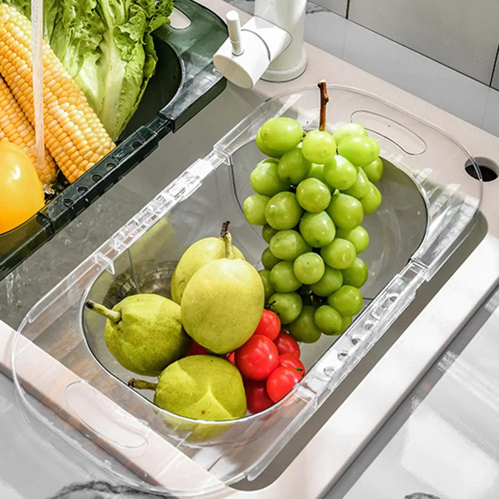 Adjustable Acrylic Fruit & Vegetable Sink Drainer