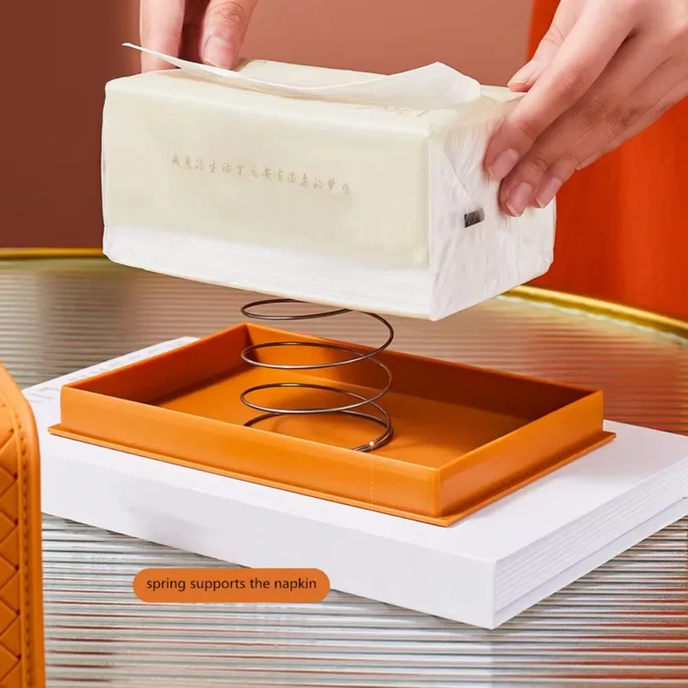Luxury Leather-Styled Plastic Tissue Box Cover Holder