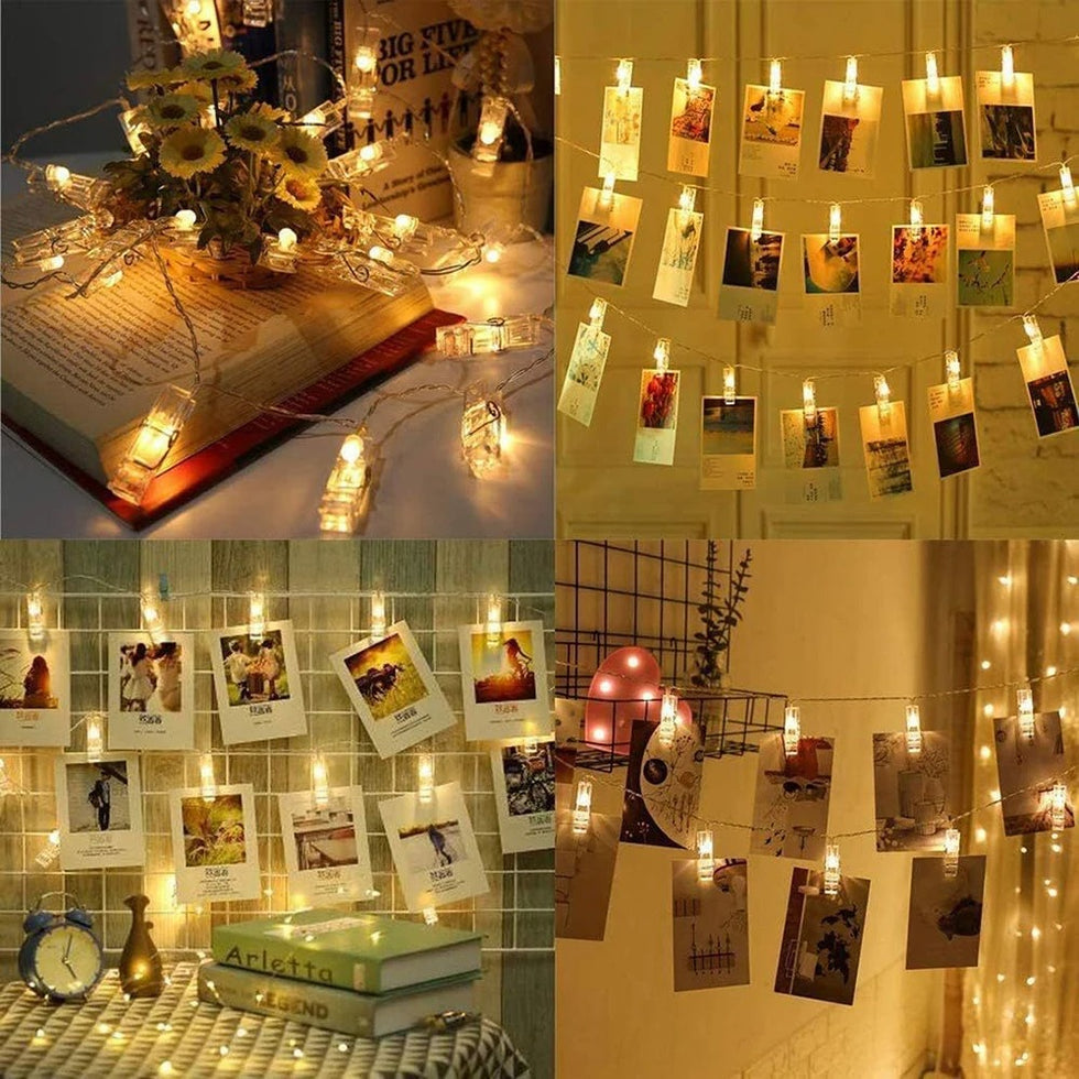 LED Photo Clip Fairy Lights for Wall Decoration (10 Clips)
