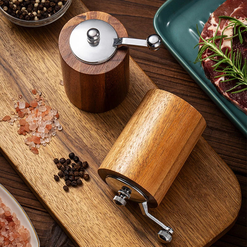 Premium Hand-Cranked Solid Wood Pepper Grinder Mill
