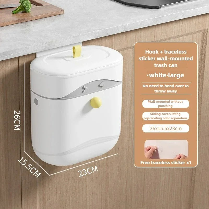 Wall-Mounted Swing-Top Waste Bin – Waterproof Space-Saver